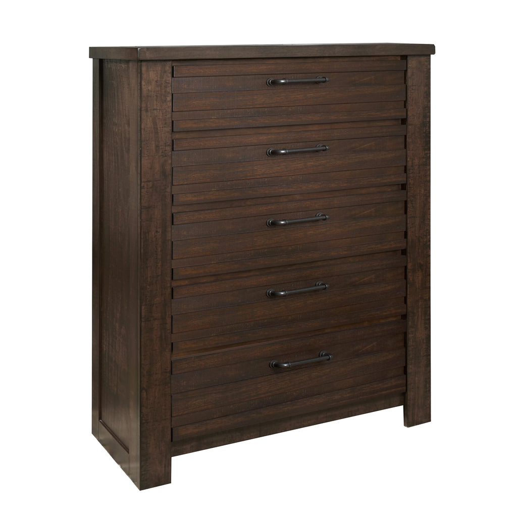 Espresso Wood Queen Bedroom Set with Dresser, Mirror, Nightstands, Chest Y104797