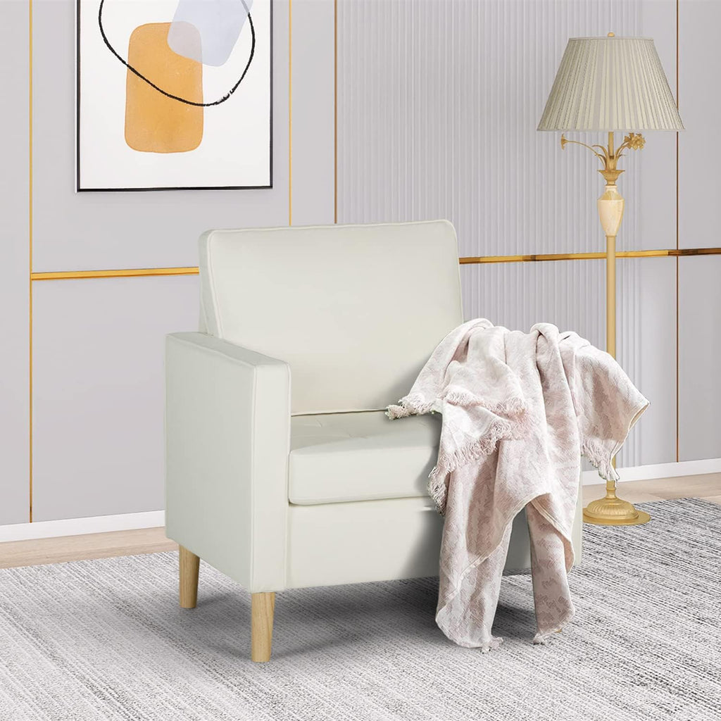 Cream White Faux Leather Single Sofa Chair C32099