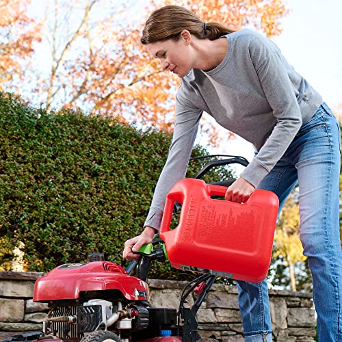 Red Plastic 5 Gal Gasoline Can with Controllable Flow Nozzle R144