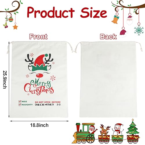 3Pack Christmas Santa Burlap Sacks with Drawstring 26" x 19" Large Q859553