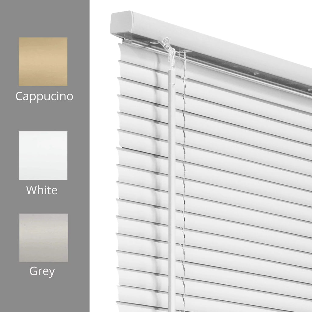 Gloss White Cordless Vinyl Mini Blinds 70"W X 48"H I59623