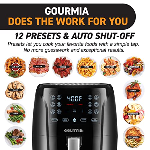 Black and Stainless Steel Air Fryer Oven with 12 Presets R63745