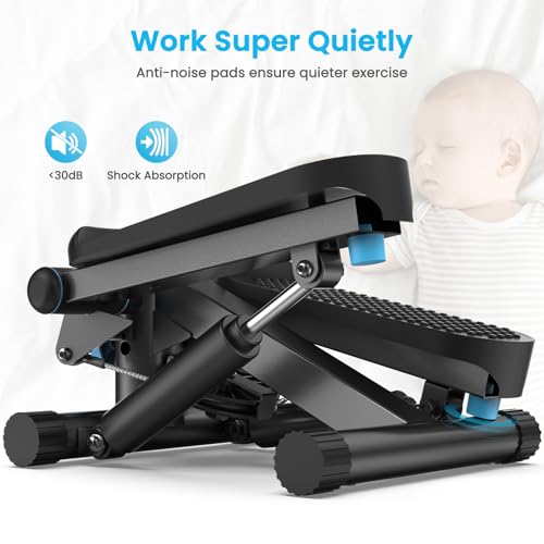 Mini Stepper with Resistance Bands, 330 lbs Capacity, LCD Monitor W681449