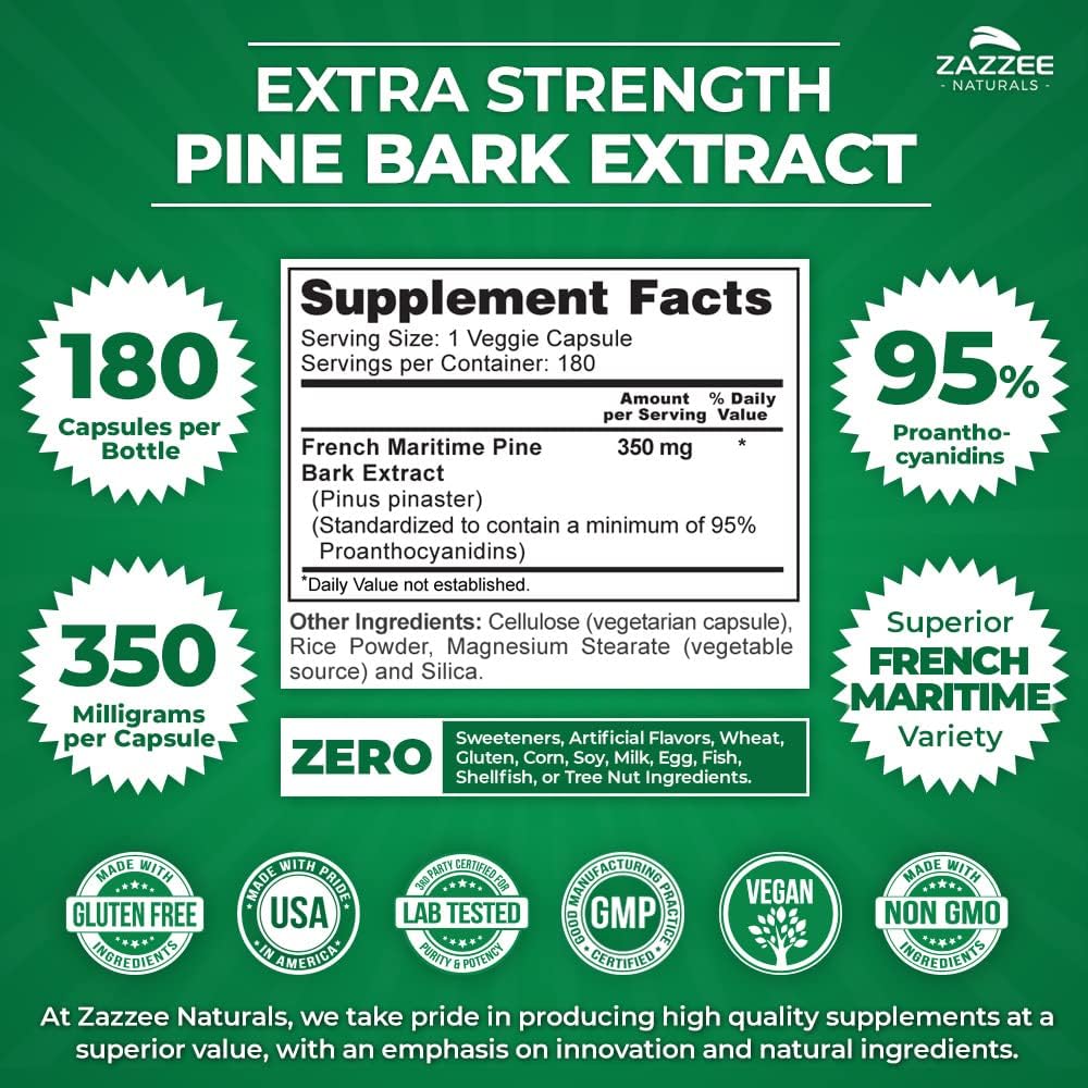 French Maritime Pine Bark Extract 350 mg 180 Vegan Capsules Z85465