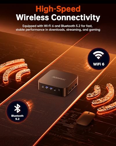 Mini PC Gaming, AMD Ryzen 5 7430U, 16GB DDR4 512GB SSD, 4K Triple Display WiFi6 BT5.2 D284
