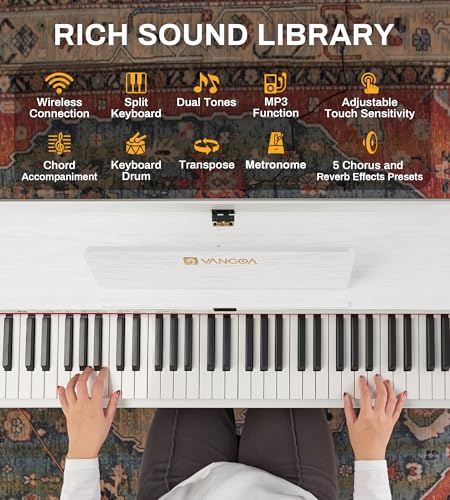 White 88 Keys Weighted Hammer Action Digital Piano Keyboard with Furniture Stand D363792