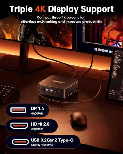 Mini PC Gaming, AMD Ryzen 5 7430U, 16GB DDR4 512GB SSD, 4K Triple Display WiFi6 BT5.2 D284