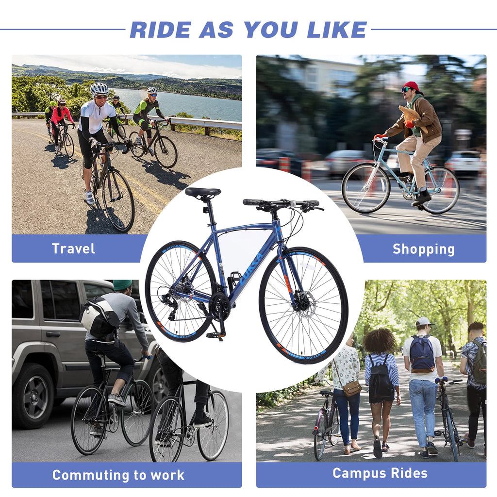 24 Speed Disc Brakes Hybrid Road Bike X496729