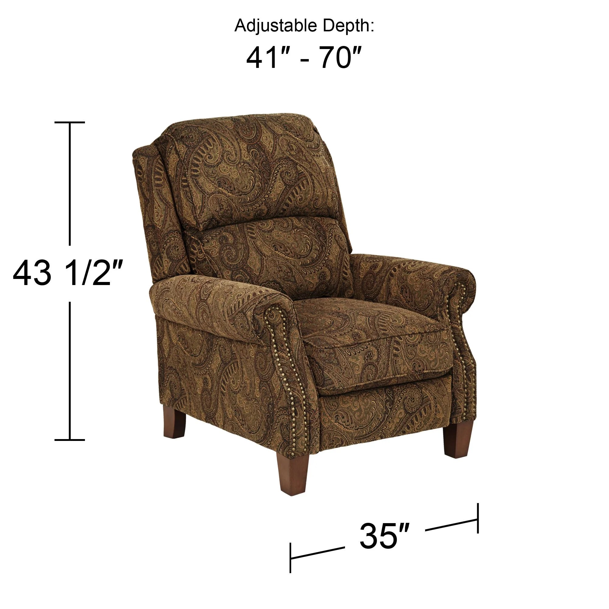 Warm Brown Paisley Patterned Fabric Recliner Chair Z64809