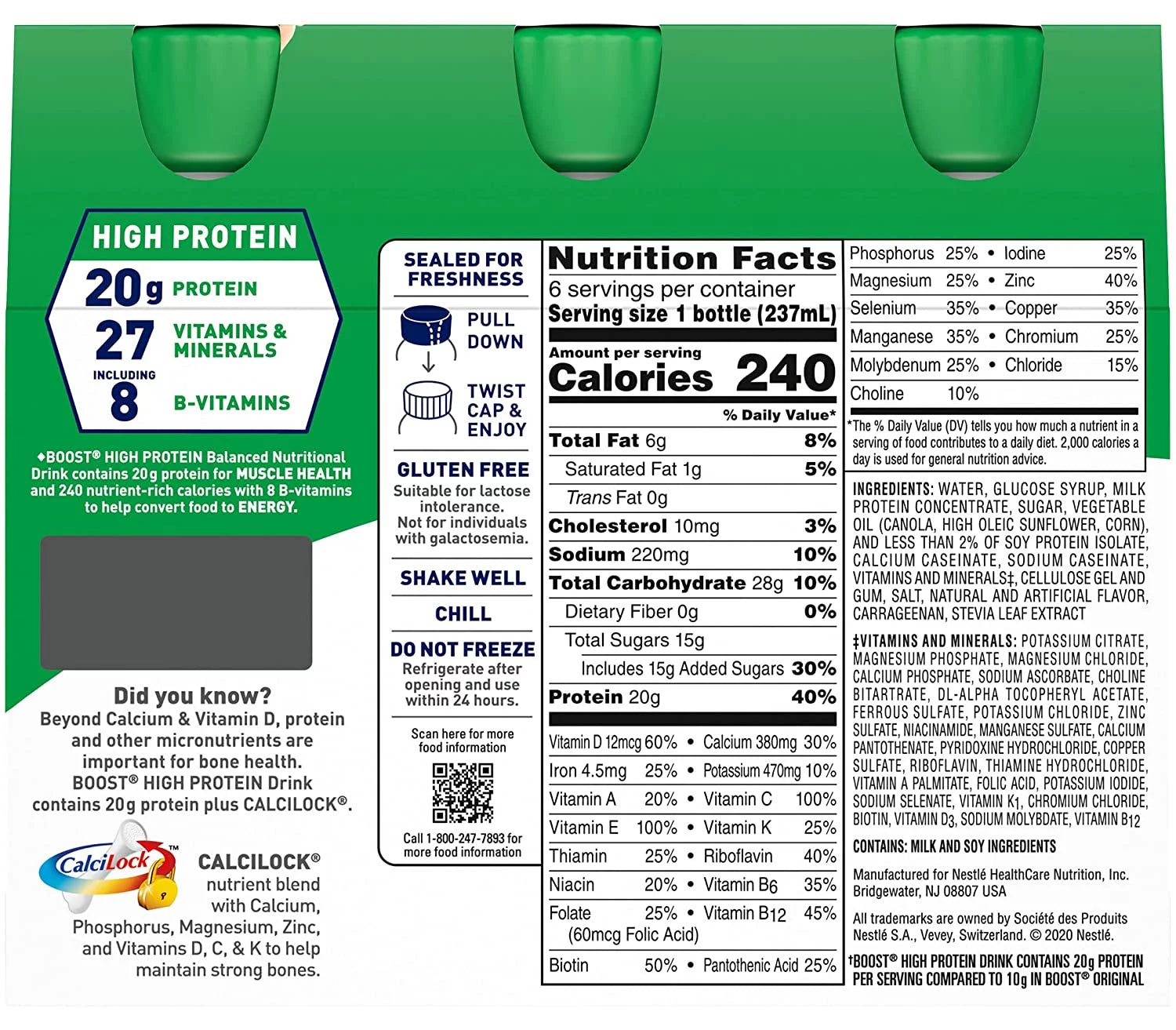 Creamy Strawberry 6 ct. 8 fl. oz. Bottles Pack of 3 High Protein D756