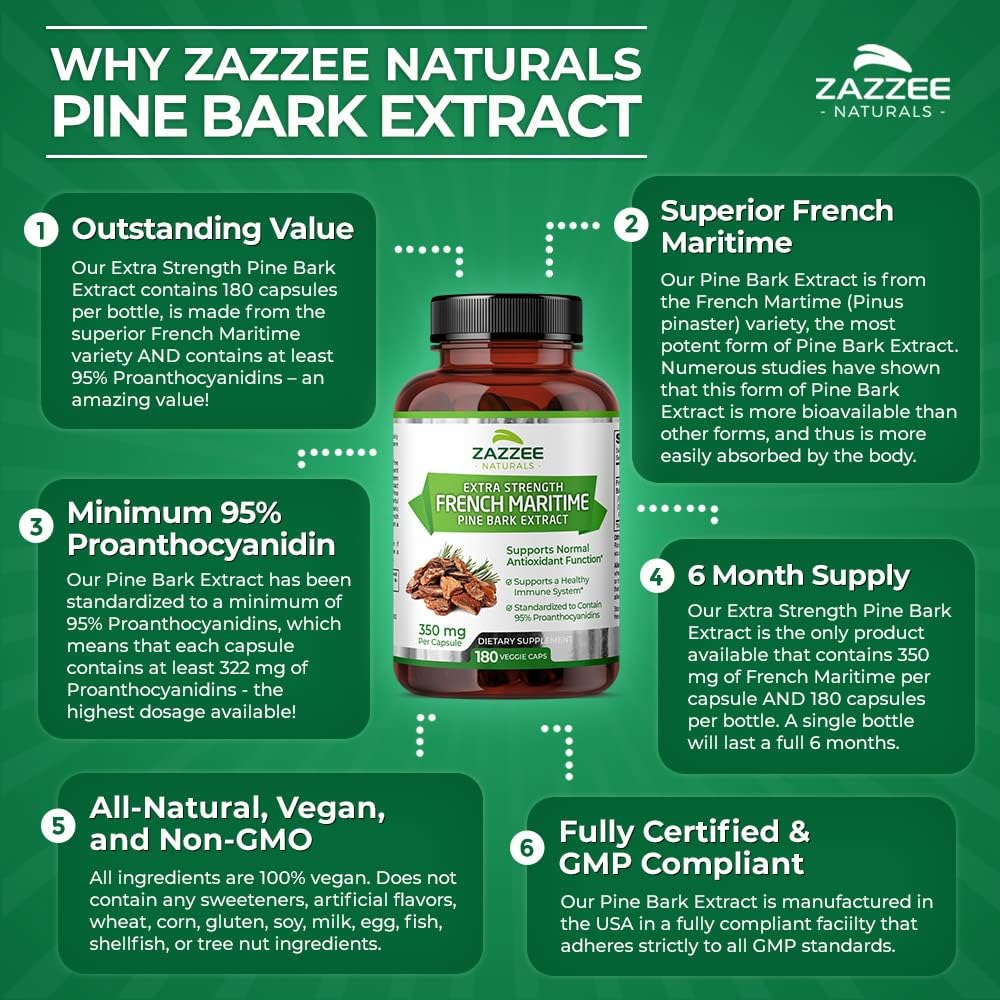 French Maritime Pine Bark Extract 350 mg 180 Vegan Capsules Z85465