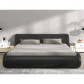 Black Faux Leather Upholstered Platform Bed Frame with Headboard F21603