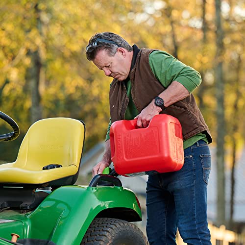 Red Plastic 5 Gal Gasoline Can with Controllable Flow Nozzle R144
