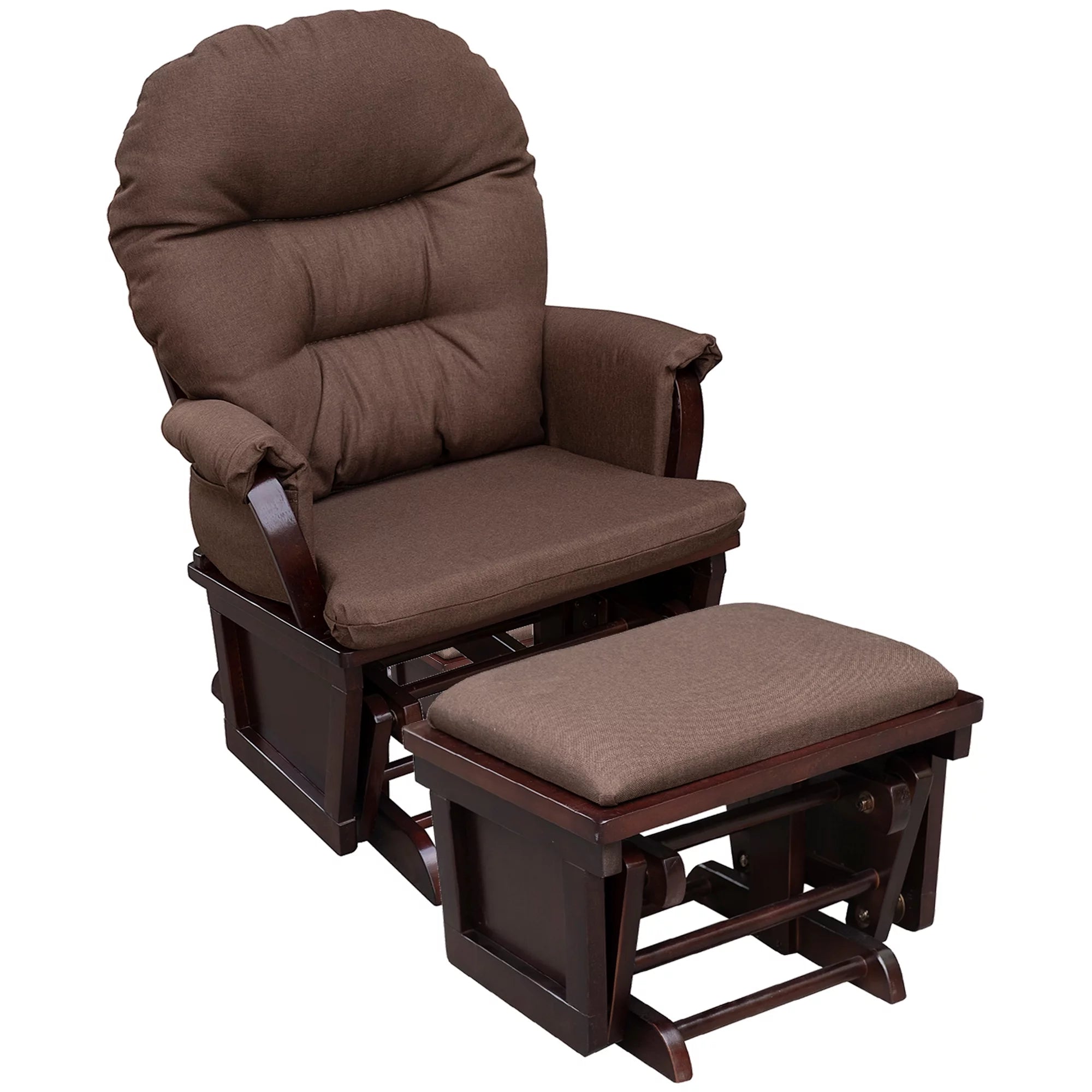 Brown Nursery Glider Rocking Chair with Ottoman S755