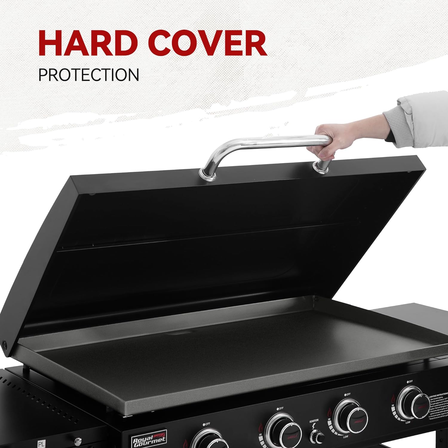 4-Burner Propane Gas Griddle with Hard Cover, Black G286013