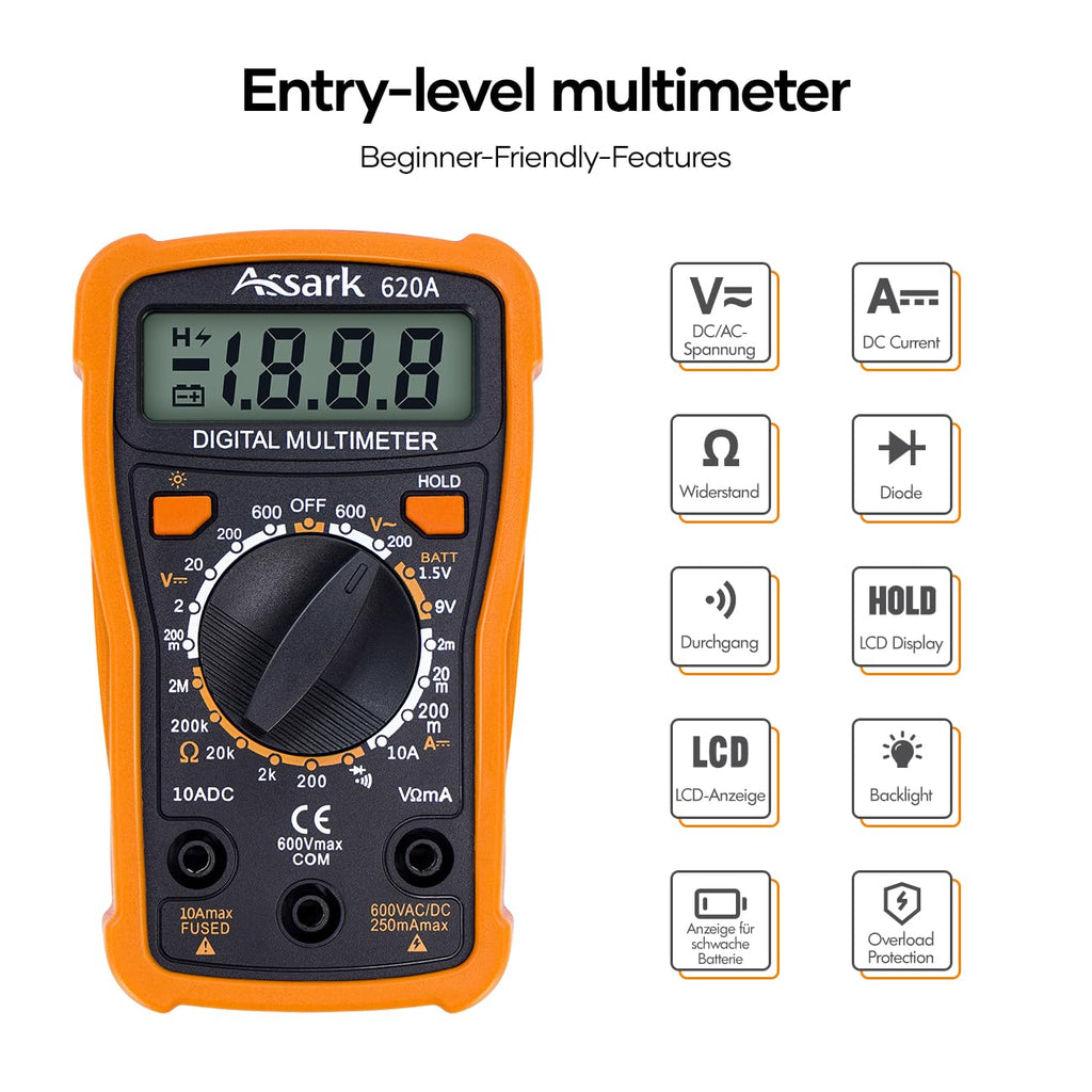 2000 Counts Digital Multimeter with Backlit LCD Display G59557