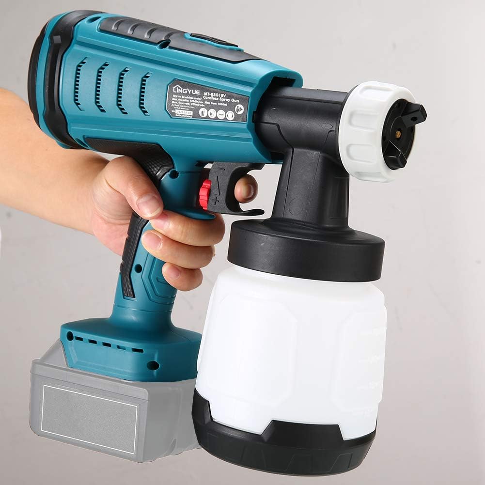 Cordless Paint Sprayer for 18V Battery, 3 Copper Nozzles, HVLP Spray Gun B9048