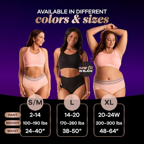 XL Black Maximum Protection Incontinence and Postpartum Underwear, 16 Count D270692