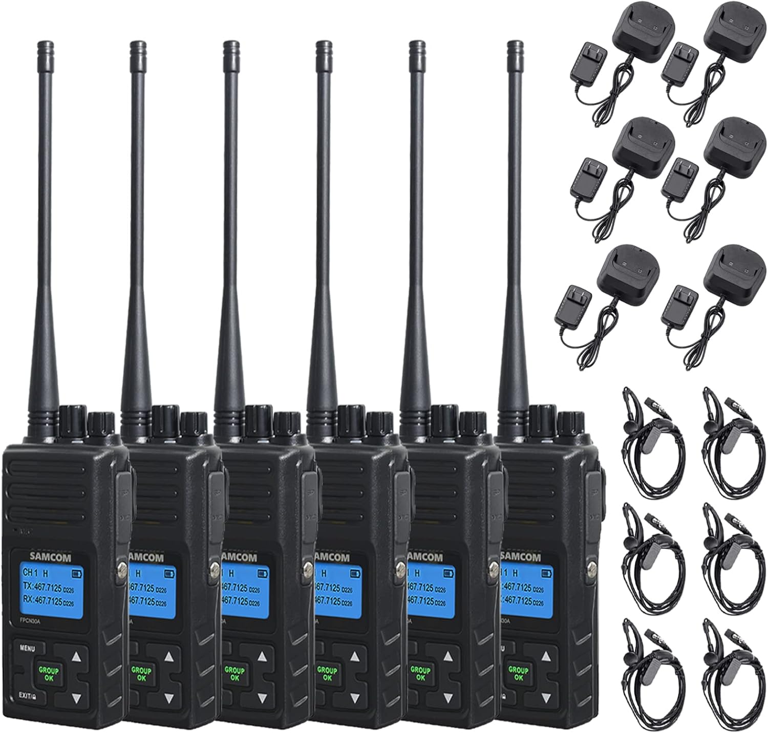 Black 6 Pcs Two Way Radio Walkie Talkies Y53746