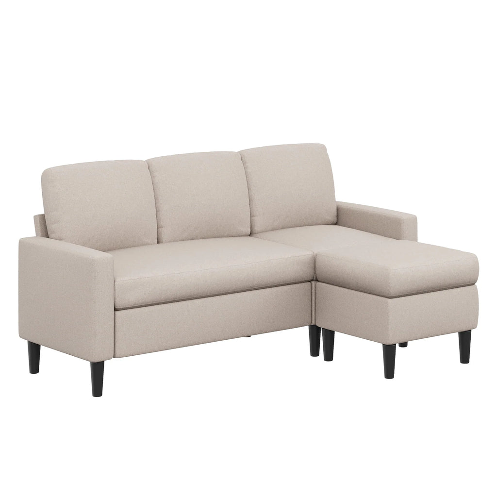 Grayish Black Linen L-Shaped Convertible Sectional Sofa V153822
