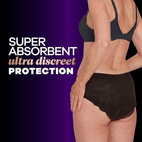 XL Black Maximum Protection Incontinence and Postpartum Underwear, 16 Count D270692
