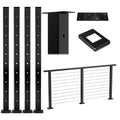 4Pack 36''x2''x2'' Black Square Weldless Stainless Steel Pre-Drilled Cable Railing Post Q3519