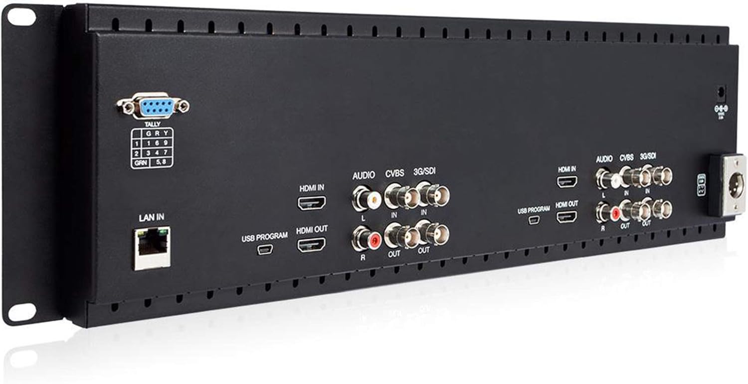 Dual 7" 1280x800 LCD Rack Mount Monitor with 3G-SDI, HDMI, AV Input and Output S665