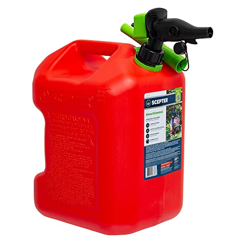 Red Plastic 5 Gal Gasoline Can with Controllable Flow Nozzle R144