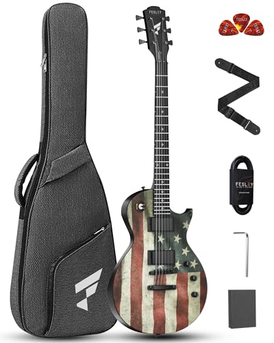 39" Solid Body Electric Guitar with Humbucker Pickups, Poplar Body, Mahogany Neck, 22 Frets, 6 String, Gig Bag, Matte, Camouflage N7967