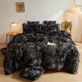 Tie Dye Plush Shaggy Duvet Cover Set, 3 Pieces Velvet Fluffy Furry Bedding Set, Queen W759