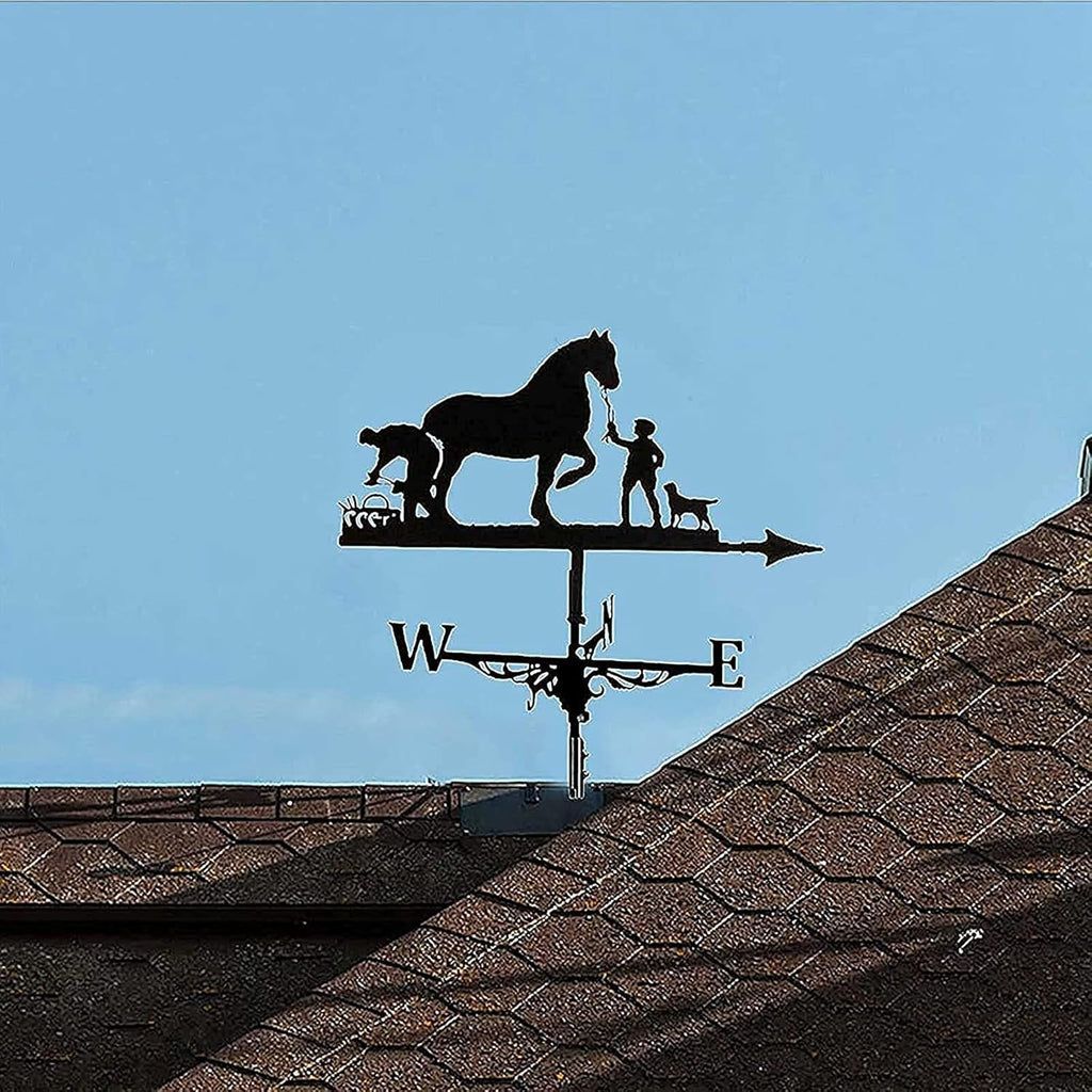 Retro Farmer and Horse Metal Weathervane J49609