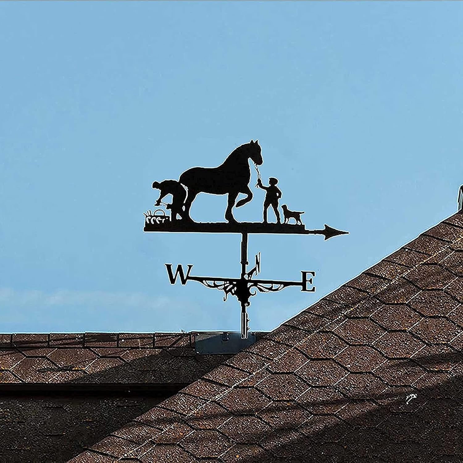 Retro Farmer and Horse Metal Weathervane J49609