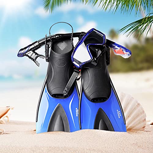 Snorkel Set, Diving Mask, Dry Top Snorkel, Dive Flippers Kit with Travel Bag B3802