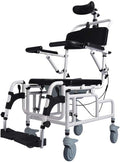 Tilt-in-Space Reclining Shower Toilet Commode Chair with Padded Seat Back Armrests L1859