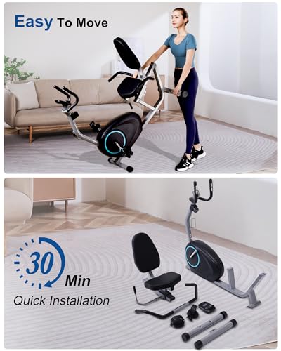 Recumbent Exercise Bike with 400LB Weight Capacity, Pulse Sensor, 16-level Resistance, LCD Monitor S2693