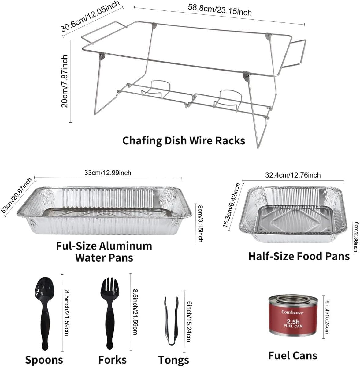 33 Piece Disposable Chafing Dish Buffet Set with 2.5 oz Fuel Cans C5244