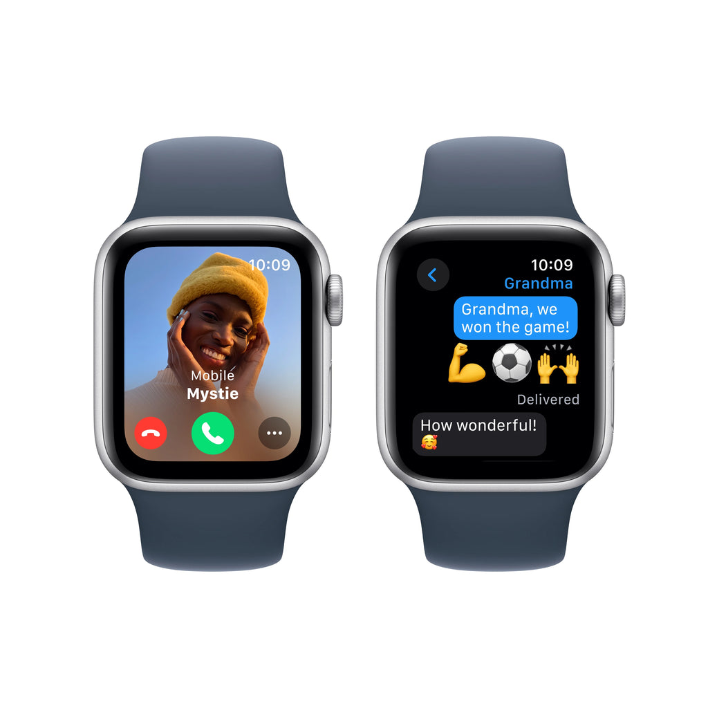 Silver Aluminum 40mm GPS Smartwatch with Storm Blue Sport Band I774