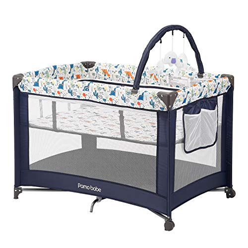 Portable Playard with Padded Mat and Toy Bar (Blue) B159108