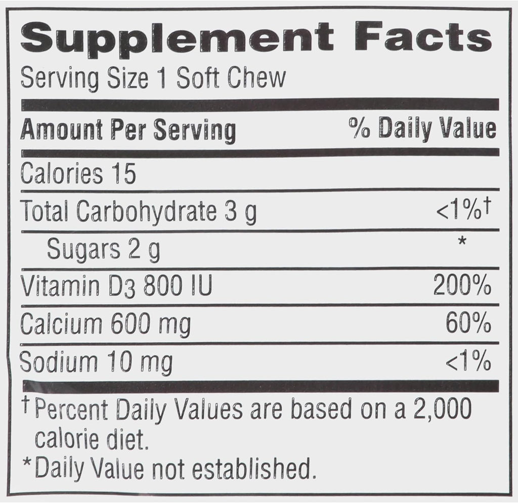 Calcium & Vitamin D Soft Chews Vanilla Creme 60 Each (Pack of 2) J134