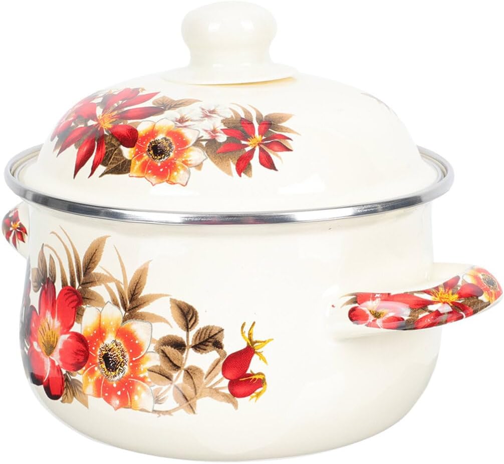 Small Enamel Pot with Lid 22cm X9882