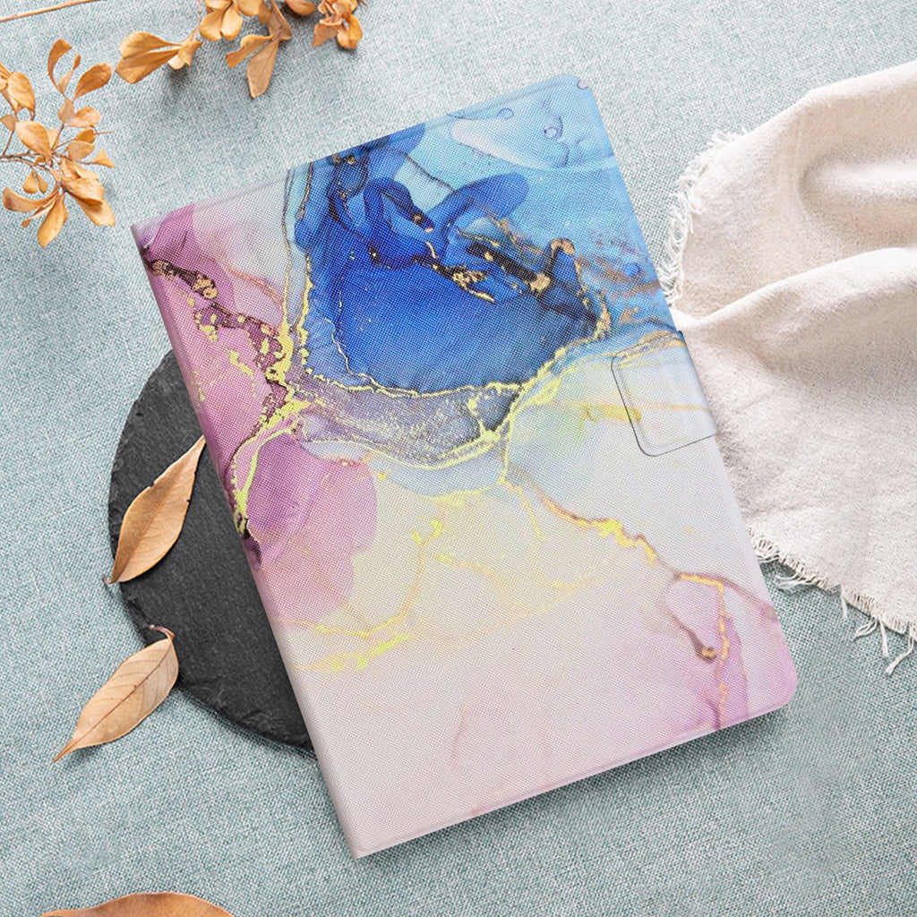Pink Blue Marble PU Leather Fire HD 10 Tablet Case I817