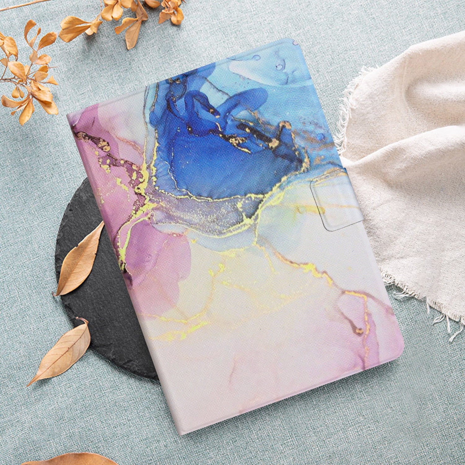 Pink Blue Marble PU Leather Fire HD 10 Tablet Case I817