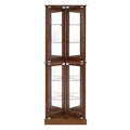 Walnut Glass Corner Curio Cabinet with Lights Z25335