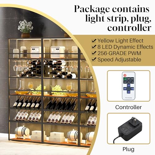 Black Gold 7-Tier Tall Bar Cabinet Wine Rack B91287