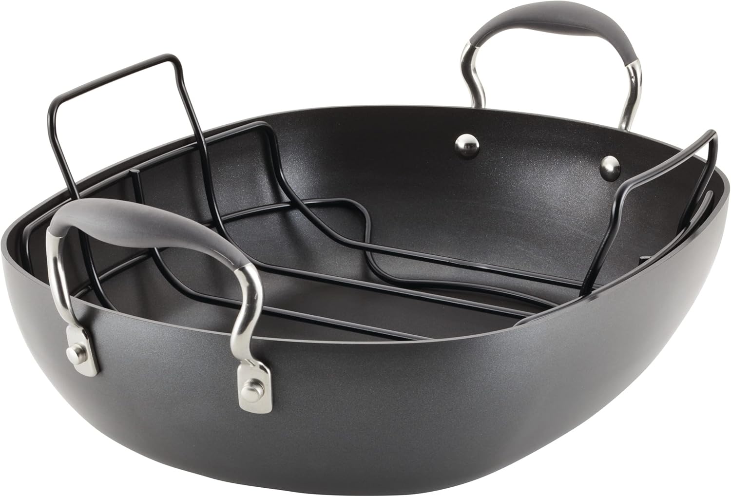16 Inch x 13 Inch Hard Anodized Nonstick Roasting Pan with Rack Q66130