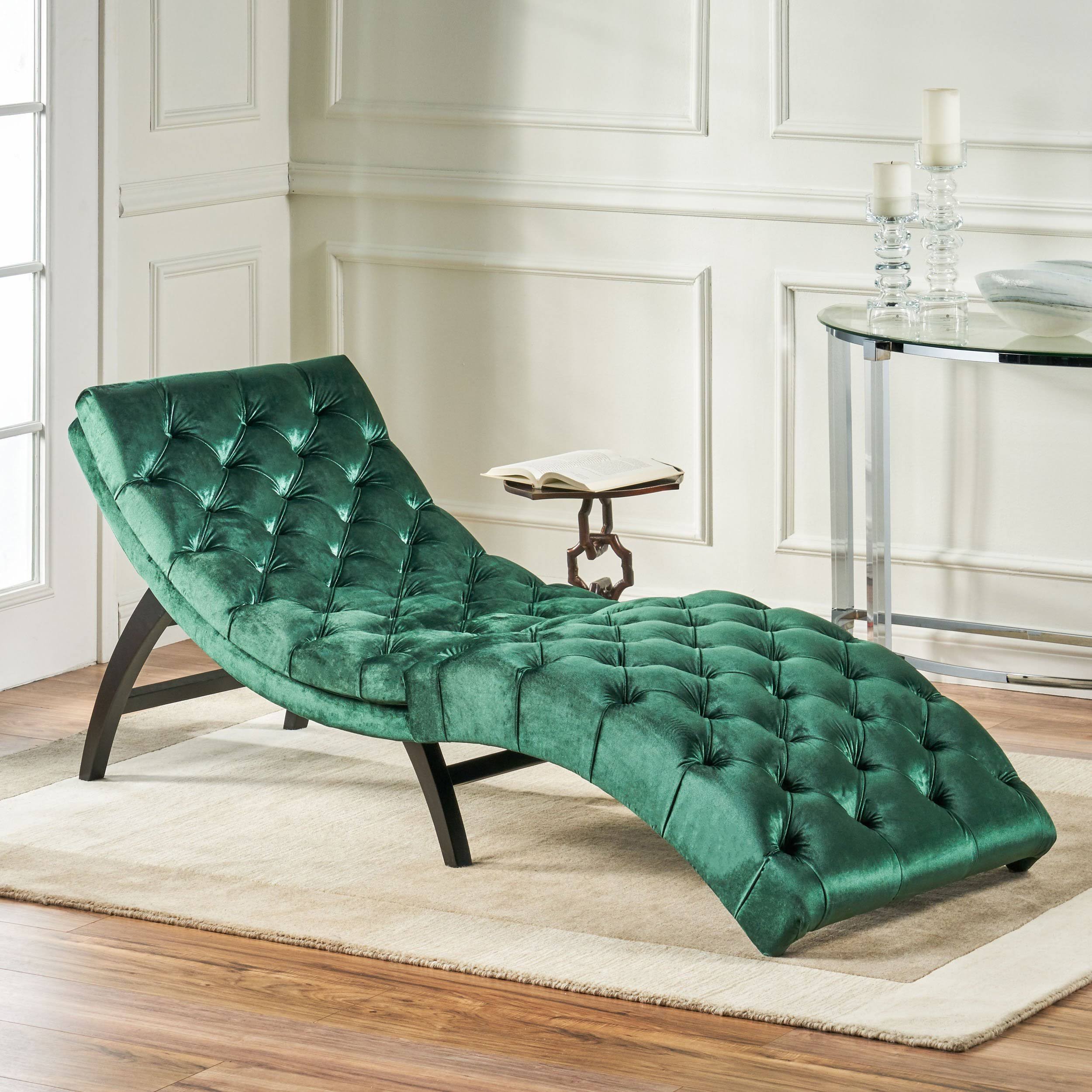 Garnet Brown Tufted Velvet Chaise Lounge C14357