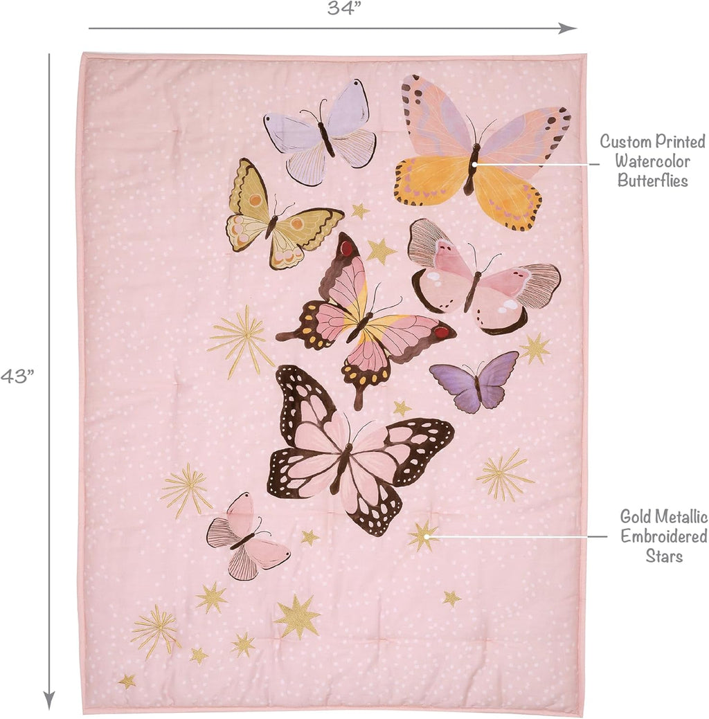 Pink/Gold 3-Piece Nursery Baby Crib Bedding Set J6932