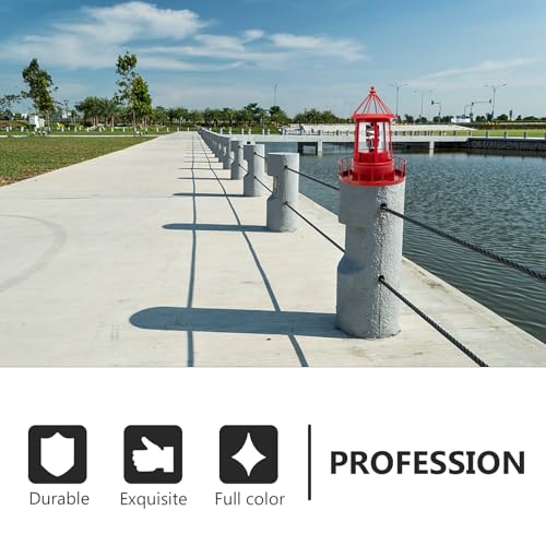 Red Solar Powered Rotating Lighthouse Lamp B9508