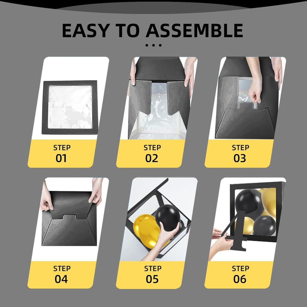 5Pcs Black Balloon Boxes with Graduation Cap K642
