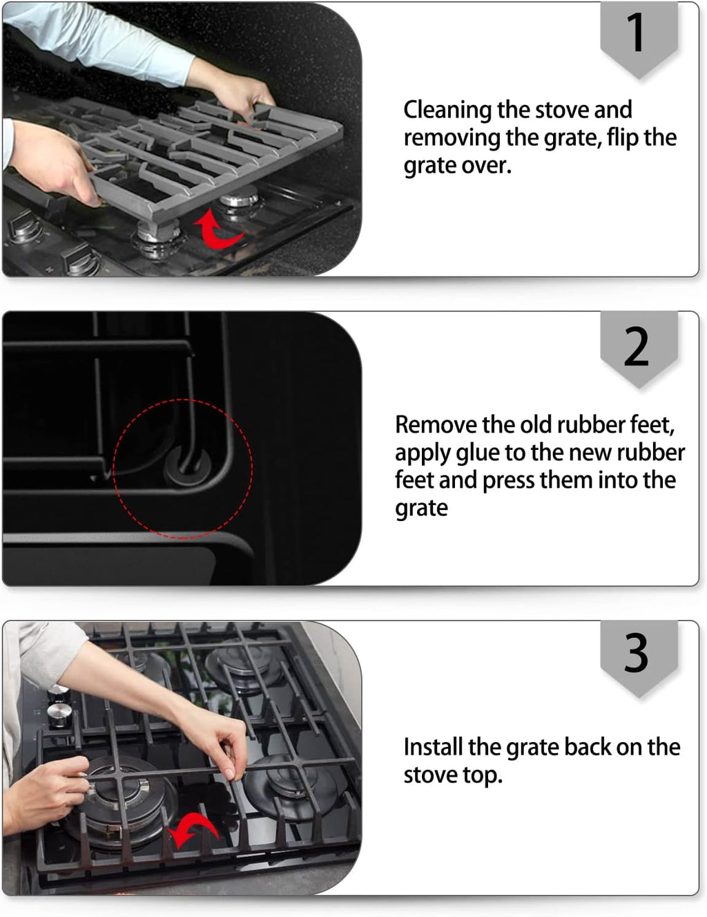 4 Pcs Rubber Grate Grommets for Gas Cooktop S7802